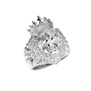 ring jewelry iced out crown lion silver rings
